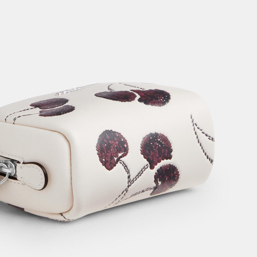 🍒🩶 Coach NWT Chalk Pouch Wristlet With sparkling Cherry Print /Silver Hardware - Picture 2 of 7